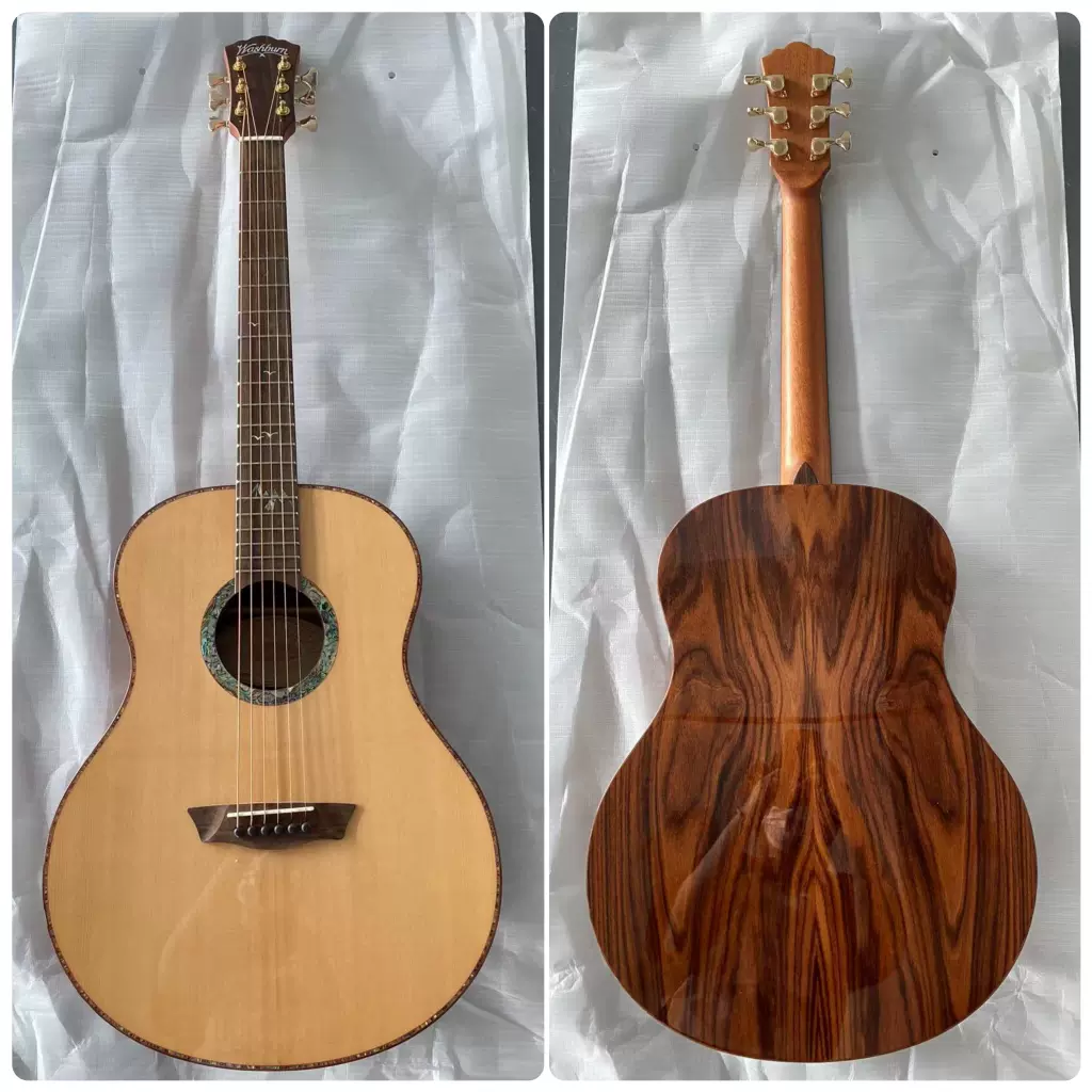 Washburn 勇士39寸单板民谣吉他云杉桑托斯玫瑰木原木色圆
