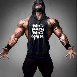 
Men's fitness vest loose training I-shaped hoodie bodybuilding men's hurdle sleeveless cotton casual sweat-absorbing and breathable