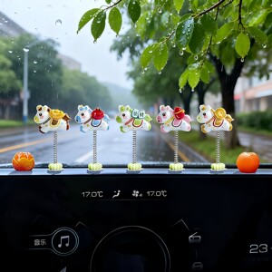 
2026 Year of the Horse car ornaments, cute shaking head to attract wealth, electric car interior center console ornaments, rearview mirror ornaments