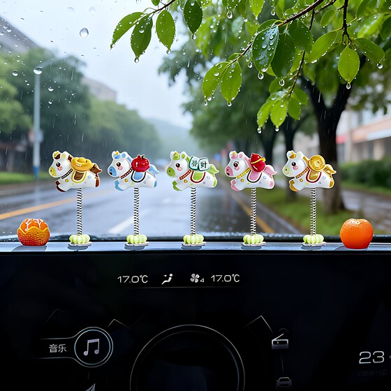 
2026 Year of the Horse car ornaments, cute shaking head to attract wealth, electric car interior center console ornaments, rearview mirror ornaments
