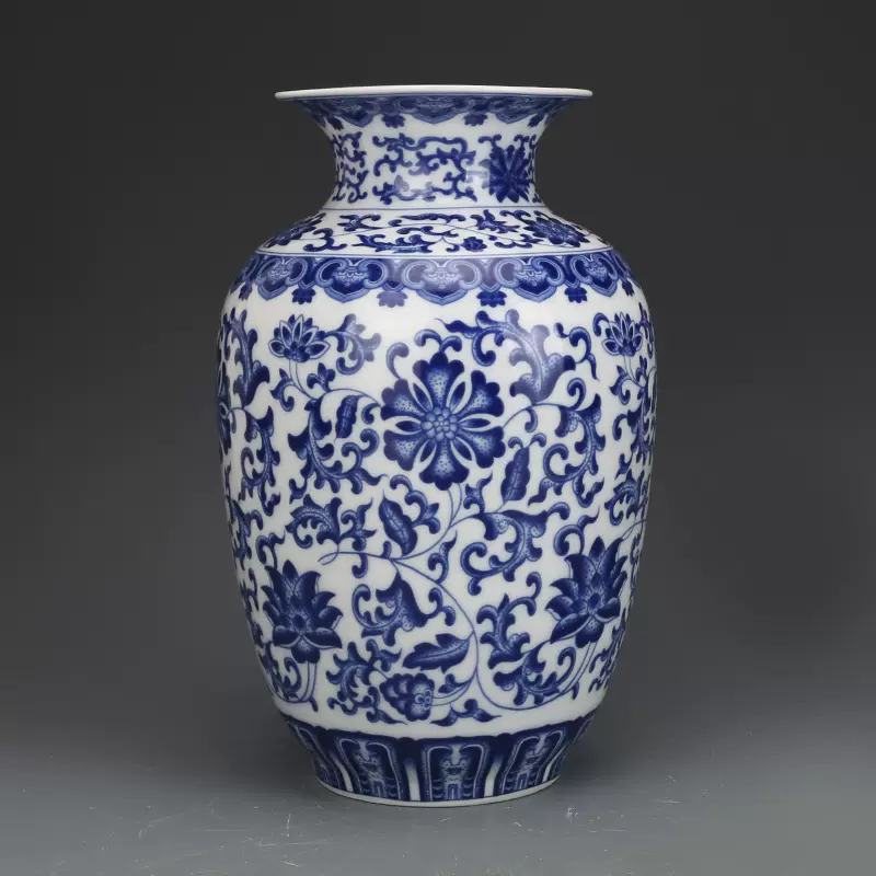 大清乾隆年製 風景 梅山水紋 青花染付 中国花器 壷 花生 花入 k03158