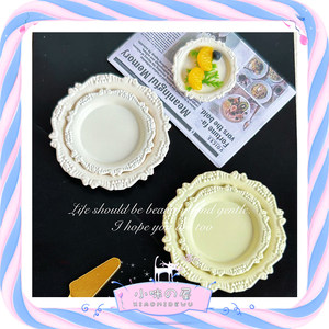 
ob11 mini dining dish toy model doll house accessories retro carved tray dish mini decorative ornaments D593
