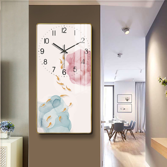 Cartoon decorative painting clock clock hanging clock living room Light luxury modern minimalist clock hanging wall house fashion hanging watch rectangular
