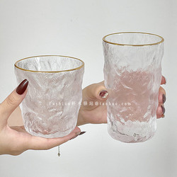 Lead-Free Glass ins Wind-Gold Rim Glacier Pattern Cup Juice Drink Cup Japanese-Style Home Living Room Drinking Cup Beer Cup