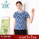 
Miranden Middle-aged and elderly mothers' outfit 2025 summer new lapel mercerated cotton T-shirt for women's printed short-sleeved thin