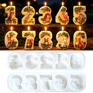 New forest animal digital candle mold Handmade diy glue plaster 10 digital silicone mold