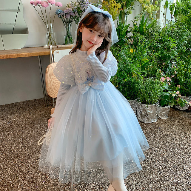 Girls Elsa Princess Dress Autumn and Winter 2024 New Autumn Dress ...