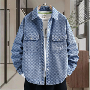 
High-end denim jacket men's spring and autumn new work jacket loose casual youth men's shirt trend