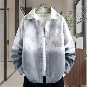 
Tie-dye gradient denim jacket men's high-end handsome casual jacket spring and autumn youth men's shirt