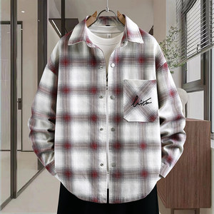 
Fashionable Plaid Shirt Men's Long Sleeve 2026 Spring New Super Hot Denim Jacket Handsome Teen Men's Jacket