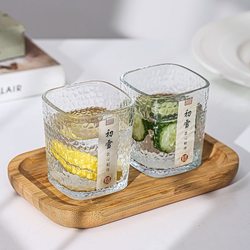 Glass Cup, High-End Ins-Style Hammered Texture, Snow-White Wine Cup, Tea Cup with Handle, Water Cup, Japanese-Style Whiskey Simple Cup for Home Use