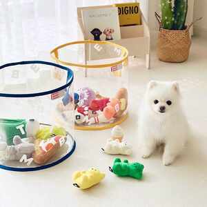 
Korean version of new pet dog cat toy storage basket transparent pvc waterproof toy storage storage