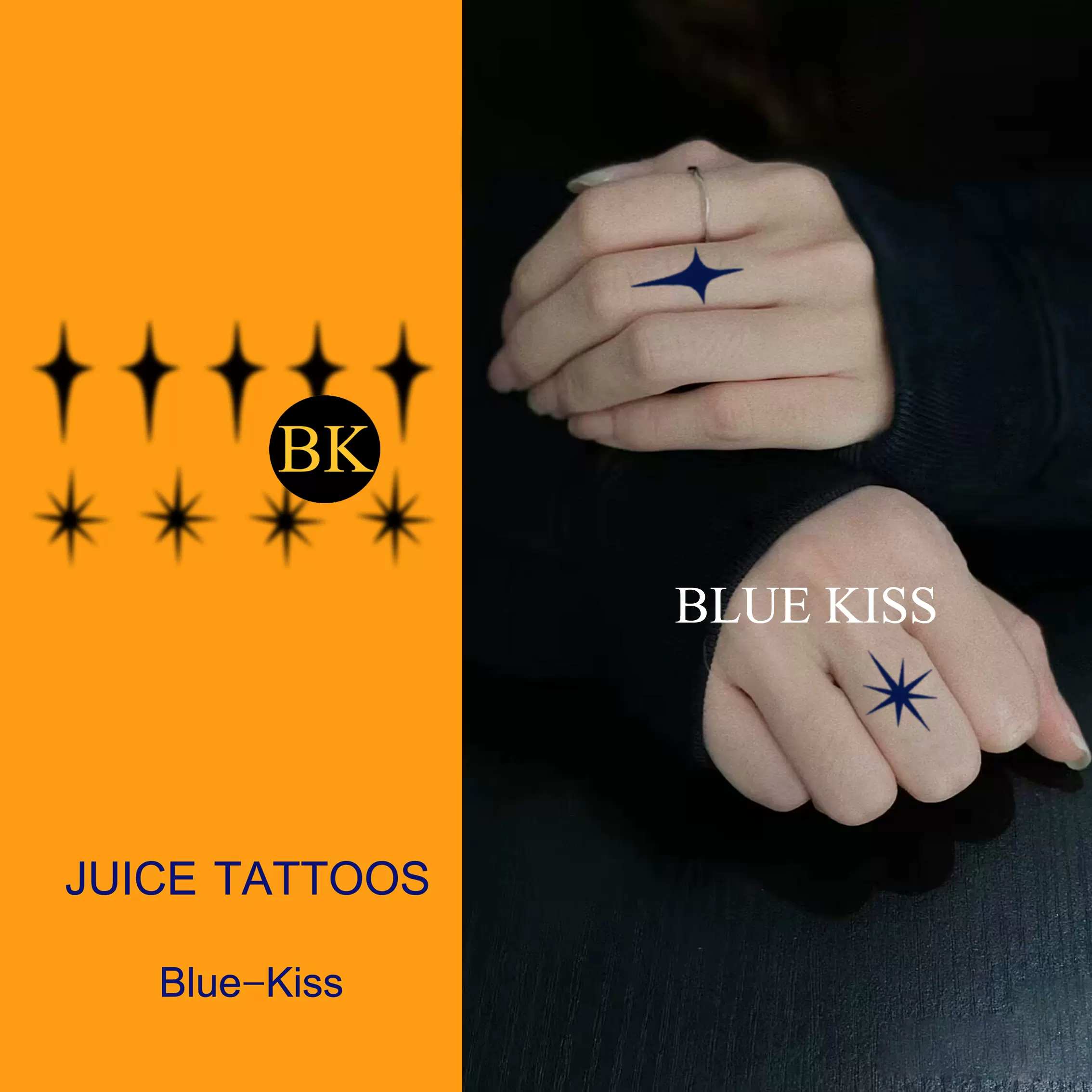 zichen ins六芒星北极星纹身贴手指草本持久防水男女高级感小图星