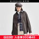 Zandanu leather jacket female retro locomotive wind lapel waistband loose mid -length soft jacket 18374612

