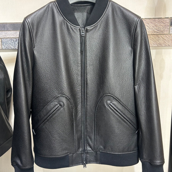 
Deer leather jackets, baseball uniforms, rough-print men's spring and autumn leather jackets