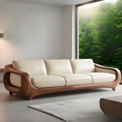 Solid Wood Sofa for Living Room, 2026 New Model, Genuine Leather, Simple Modern Office Sofa, Italian-Style Reception and Leisure Sofa