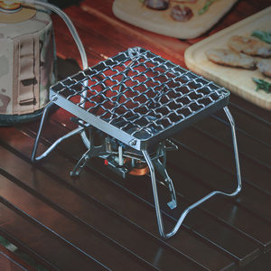 
Outdoor stove stand portable foldable kettle stand stainless steel striped grid baking tray stand mini
