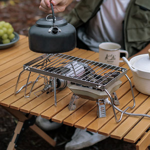 
Outdoor extended striped stove rack barbecue rack long stainless steel pot rack folding bracket portable storage rack drain