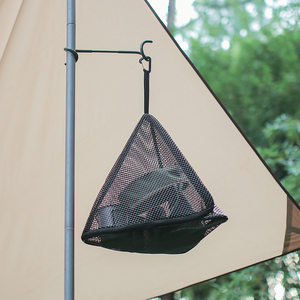 
Outdoor triangle drying net foldable storage net camping hanging storage bag black large PVC hanging net bag