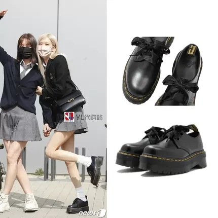 rose同款 美国直邮代购Dr Martens Holly洛丽塔马丁2孔厚底低帮鞋-Taobao