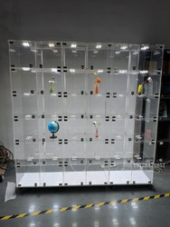 Hand-Made Two-Dimensional Model Transparent Acrylic Display Cabinet, Dust-Proof with Door and Light, Ornament Grid, Movable Grid