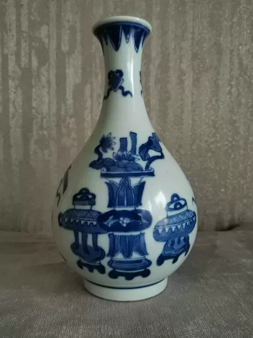 中国美術 祭蓝釉 清康熙　慎德堂博古製　観音瓶 中国美術 祭蓝釉 清康熙 慎德堂博古製 観音瓶 中国美術