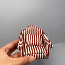 12-Point Dollhouse Scene Accessories Striped Fabric Double/Single Sofa Model Miniature Toy Ornament Props
