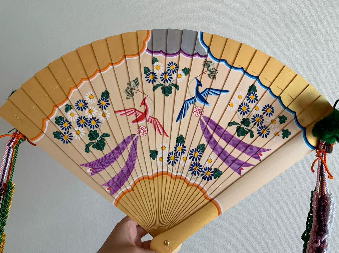 巫女　桧扇　檜扇　浦安の舞 楽天市場】【 伊勢 宮忠 】【 彩色桧扇 人絹紐 】浦安舞用 33cm