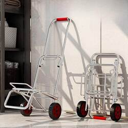 Folding Handcart for Home Use, Shopping, Grocery Shopping, Market Stall Setup, Lightweight Portable Luggage Cart, and Cargo Transport