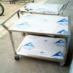 Supply 201 stainless steel trolley, 304 stainless steel flat trolley, double layer tool trolley