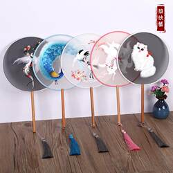 Double-Sided Embroidered Round Fan for Women, Traditional Chinese Style Fan, Hanfu Round Small Fan, Ancient Style Round Fan, Promotional Fan