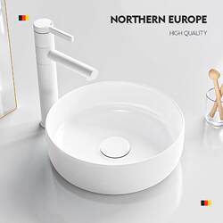 Round Countertop Ceramic Basin Nordic Style Small Size Washbasin for Home Bathroom Washbasin