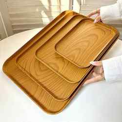 ins style imitation wood grain tray rectangular dinner plate tea tray cafe dessert tray storage tray cake tray dessert tray