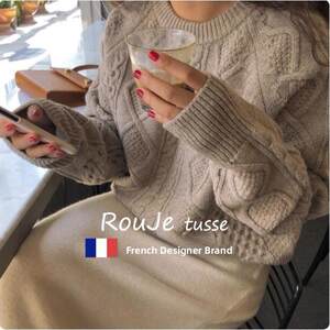 
Rouje tusse round neck thick needle wool sweater women's autumn and winter niche loose pullover cashmere sweater trendy