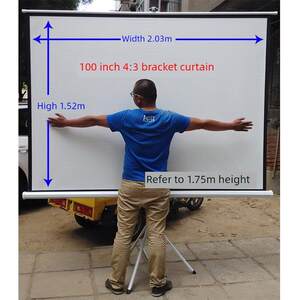 
Yinhui bracket curtain movable screen 72/84/100/120/150-inch double stainless steel bracket projection screen projector curtain home screen floor-standing portable screen