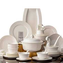 Jingdezhen underglaze color bone china tableware set light luxury ceramic bowl and dish set home high-end bowl and dish housewarming gift