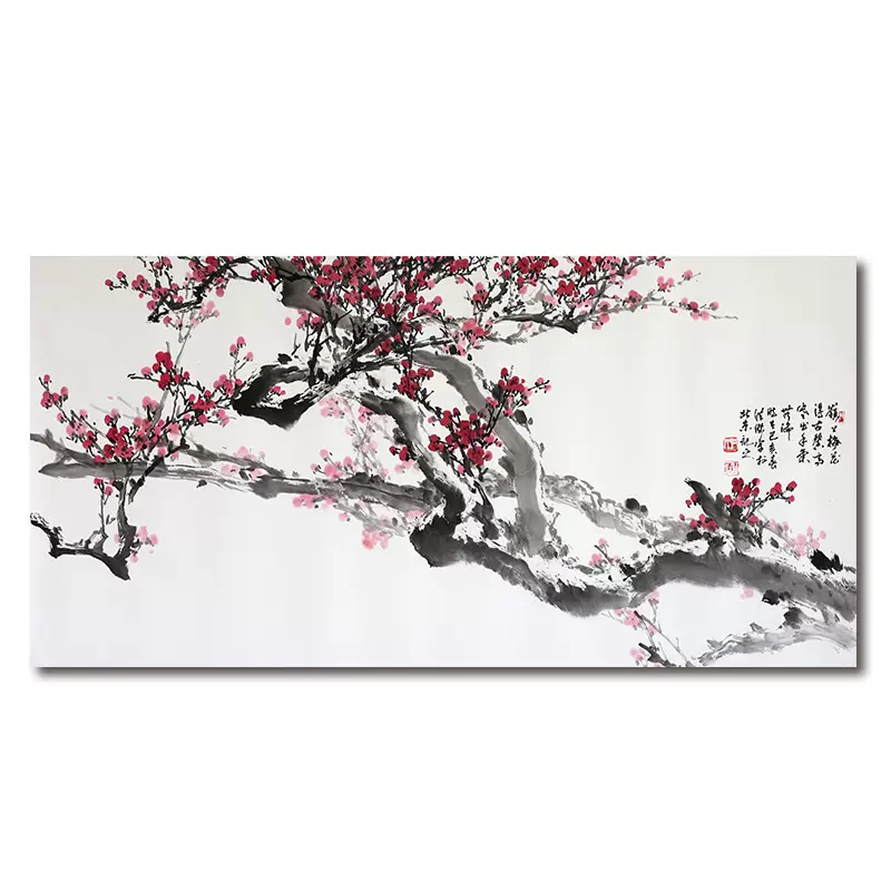 宋洪傑原創紅梅國畫四尺整紙中式花鳥畫作沈學仁畫院收藏