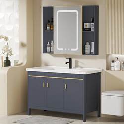 Floor-Standing Bathroom Cabinet with Space Aluminum Vanity, Ceramic Integrated Washbasin, Balcony Washbasin Cabinet Set