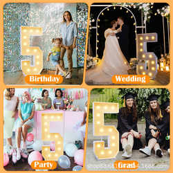 Birthday Party Three-Dimensional Number 5 Letter LED Luminous Light kt Board Mosaic Balloon Frame Box