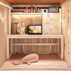 Dormitory Bed Steel Frame Laptop Desk Bay Window College Student Gift Box Desk Bedside Organizer Shelf Upper Bunk Computer Desk