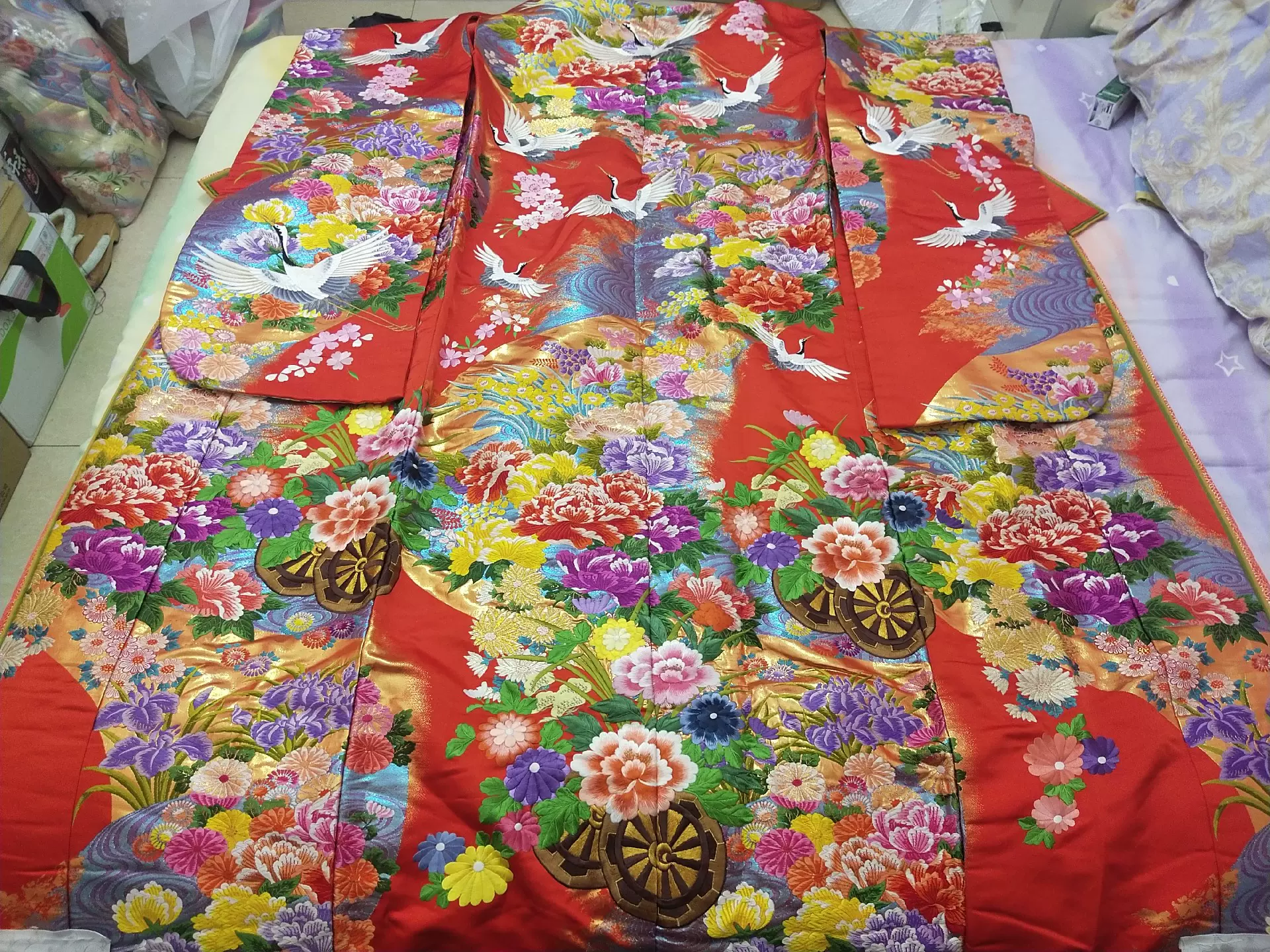 正絹和服花嫁色打掛十二單風刺繡唐織-Taobao