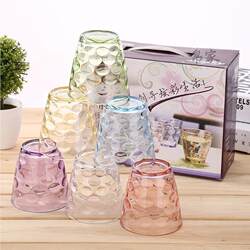 Thickened Heat-Resistant Household Glass Cup Set, Tea Cup, Portable Drinking Cup, Wine Glass, Colorful Glass Cup