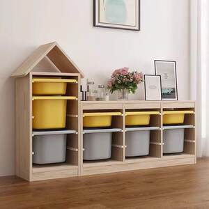 
Children's room toy storage rack living room baby sorting cabinet large capacity floor-standing solid wood storage rack storage cabinet
