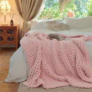 
Modern and simple Class A half-velvet solid color light luxury knitted throw blanket sofa soft furnishing home blanket Fangli