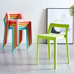 Home color plastic stools restaurant dining chairs cafe milk tea shop waiting stools stackable backrest chairs