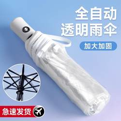 Transparent Umbrella, Foldable, Suitable for Taking Photos, Stylish, High-Quality, for Women, Double, Reinforced, Large, Portable, Fully Automatic, White, Long Handle