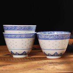 Jingdezhen Ceramic Tea Set from the 1970S and 1980S, Original Guangming Porcelain Factory Linglong Cup, Blue and White Porcelain Double-Cup Set, Single Cup