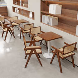 Solid wood rattan chairs, cafe, dessert and milk tea shop, leisure negotiation, book bar, tables and chairs, B&B restaurant, wabi-sabi style chairs