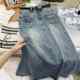 Retro blue buttons Design Senior Skirt Women's Mid -length high -waist A -line skirt 2025 New denim skirt ins