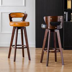 American-Style Bar Stool with Swivel, Vintage Backrest, High Stool, Light Luxury Home Use, European-Style Café Front Desk Bar Stool